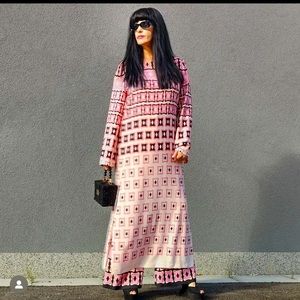 Zara Pink Patterned Wide-Leg Jumpsuit Dress